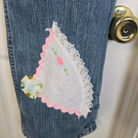 Levi's 559 upcycled Jeans vintage linens, embroidered lady Women's 36 x 34 - Picture 5 of 6